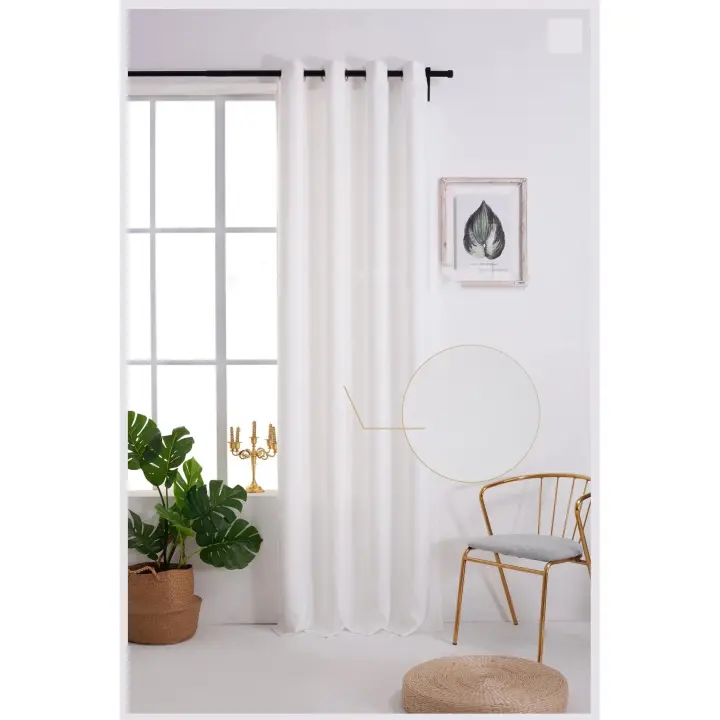 Cortina serie de lino de terciopelo poliéster 150x260cm.Decorar para el hogar, sala de estar y dormitorio, estilo americano, 1 Panel. - 1