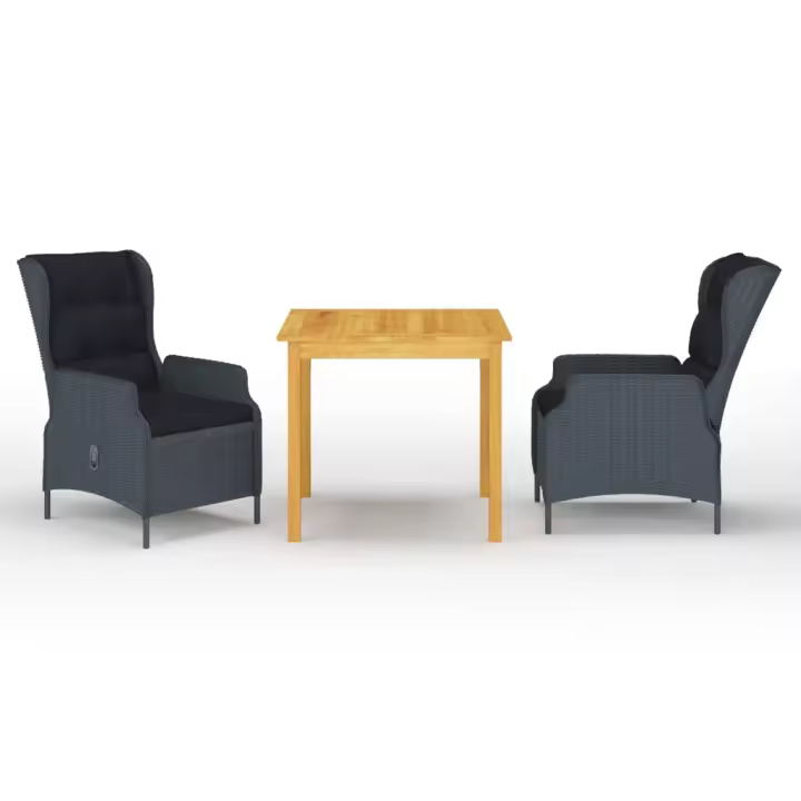 vidaXL Juego de comedor para jardín 3 piezas gris oscuro - 1