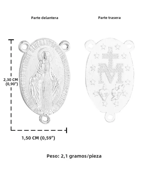 10Pcs Medalla Virgen De María Rosario Conectores Centro Parte Accesorios De Joyería DIY Metal Aleación De Zinc Medalla Milagrosa Centros - 1