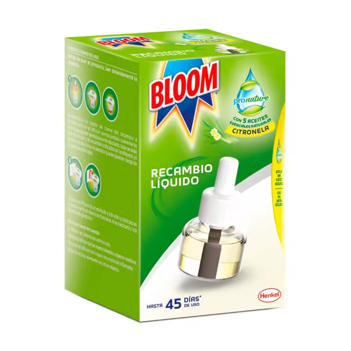 Bloom Pronature Eléctrico Líquido Recambio - Repelente Antimosquitos 90 Días - 1