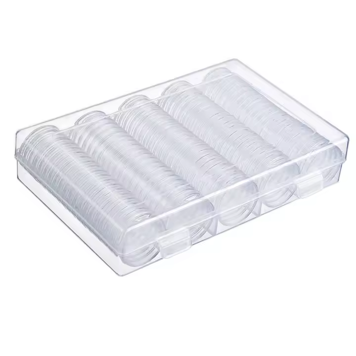 100Pcs Estuche De Almacenamiento Para Monedas Coleccionables De Plástico Transparente Capacidad Para 27mm Y 30mm Caja De Medallas Y Coincapsule - 1