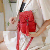 Bolso De Hombro De Cuero PU Con Borla Moda Para Mujer Bolsa Bandolera Casual Con Bolsillo Para Teléfono Móvil - details 11