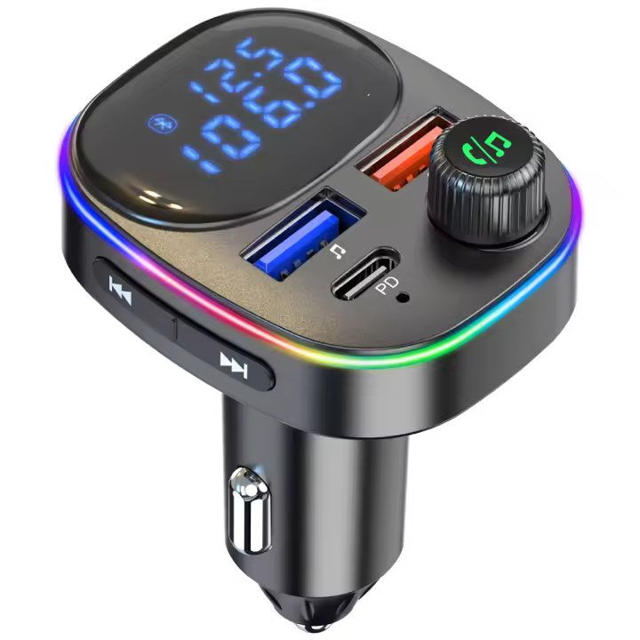 Transmisor Bluetooth para automóvil, adaptador Bluetooth para automóvil, transmisor de radio para automóvil, kit manos libres para automóvil PD3.0 de 20 W y cargador para automóvil QC3.0, compatible con disco USB - 1