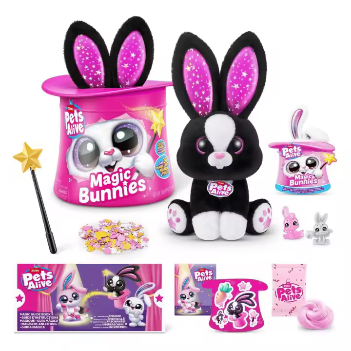 PETS ALIVE - Sombrero Conejito Mágico Electrónico. Con Sorpresas y Fiesta de Confetti  ¡Agita la Varita y Descubre más de 20 Sorpresas Mágicas con tu Nuevo Asistente! - 1