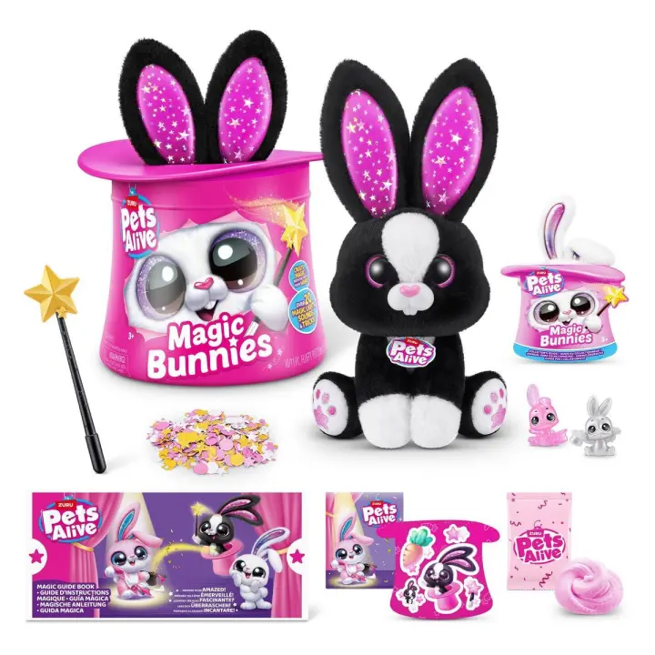 PETS ALIVE - Sombrero Conejito Mágico Electrónico. Con Sorpresas y Fiesta de Confetti  ¡Agita la Varita y Descubre más de 20 Sorpresas Mágicas con tu Nuevo Asistente! - 1