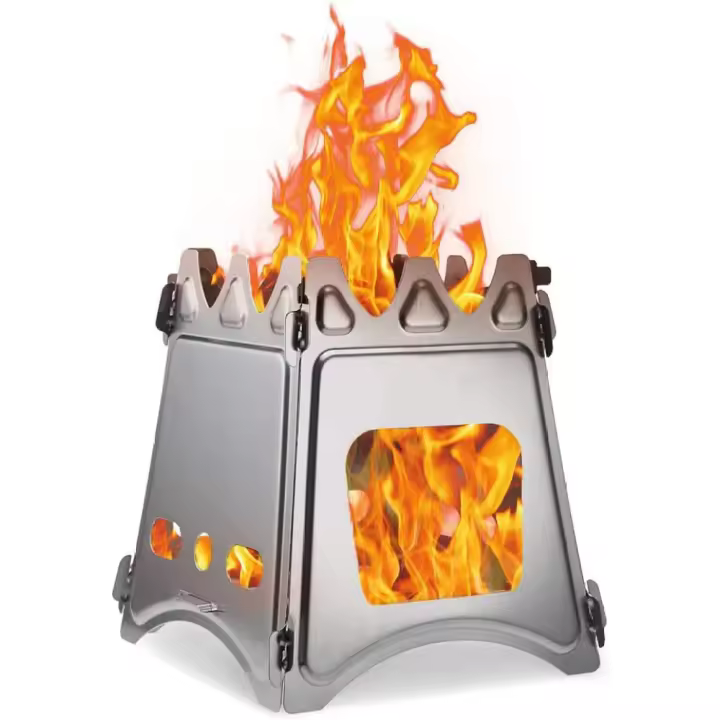Estua de Camping Estua de Leña Portátil Compacta de Acero Inoxidable/Maple Titanium Para Picnic Barbacoa Camping Senderismo - 1