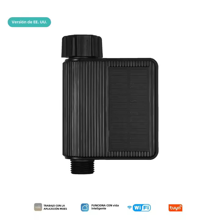 Medidor De Agua Con Timer WiFi Solar De MoesHouse IP65 Impermeable Con Sensor De Temperatura Y Humedad Del Suelo Y Atril De Latón - 1
