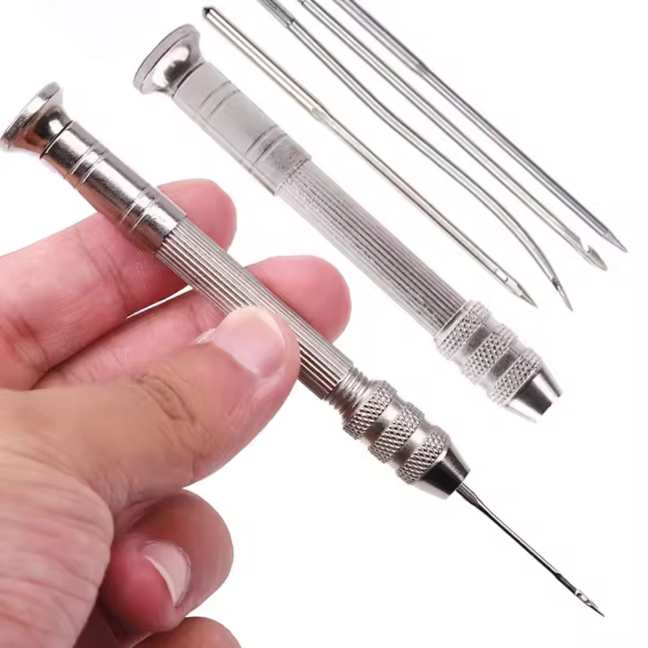 Kit De Costura De Cuero 5 Piezas Con Agujas Reemplazables Y Mango Herramientas De Reparación De Zapatos DIY Set De Taladro Y Agujas De Costura - 1