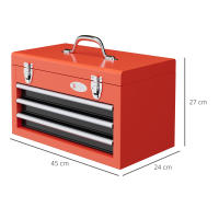 DURHAND Caja para Herramientas de Acero Maletín de Herramientas Portátil con 3 Cajones 1 Caja Superior y 1 Asa para Taller Garajes Hogar 45x24x27 cm Rojo - details 2