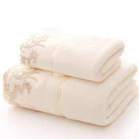 Juego De Toallas De Microfibra Bordadas 2 Piezas 1 Toalla De Rostro 75x35cm 1 Toalla De Baño 140x70cm Secado Rápido Toallas Para El Baño - details 0