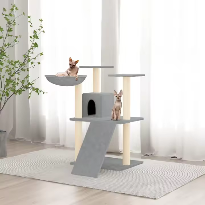 vidaXL Rascador para gatos con postes de sisal 83 cm Color Crema,  Gris claro,  Gris oscuro y mas - 1