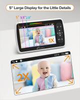 Vigilabebés-Baby Monitor de vídeo para bebés de 5 pulgadas con cámara y audio con zoom remoto Pan-Tilt. Baterías de cuna con modo VOX de conversación bidire,Envío rápidoccional,960ft Vigilabebés de largo alcance con cámara y audio. - details 5