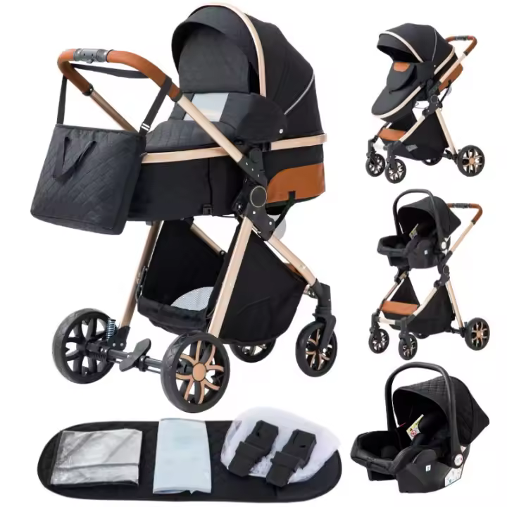 EU Children Store - Cochecito de bebé multifuncional, cochecito de bebé 3 en 1, asiento de seguridad, computadora portátil, estándar de la ue, fácil de doblar, entrega gratuita, gran comodidad en el espacio de accesorios para bebés - 1