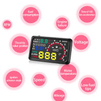 Proyector De Pantalla De Visión Aumentada W02 Head up Display OBD HUD Sistema Inteligente De Coche Medidor De Velocidad Inteligente Consumo De Combustible Y Voltaje - details 4