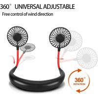 Ventilador portáthil de Cuello, mini VENTILADOR DE Cuello recargable por USB with Luz LED, 3 velocicidades, Doble cabecero de Viento, aire libre para Oficina, Viajes y - details 1