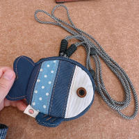Mini Monedero Unisex Estilo Cowgirl Con Diseño De Pescado Y Estuche Para Auriculares Monedero De Denim Con Diseño De Patchwork Versátil Y Moda - details 4