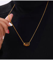 Collar De Acero Inoxidable Con Colgante De Ojo De Tigre Para Hombres Y Mujeres Resistente Al Agua Cadena De Cuello Para Parejas Joyería Moda Para Fiestas - details 3