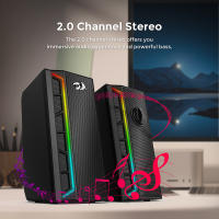Barra de Sonido Para Tv Altavoz Bluetooth Portátil Potente Redragon GS580 Calliope Altavoces de Escritorio RGB, Sonido Mejorado de 2.0 Canales y Control de Volumen con Cable de 3.5mm - Negro - details 2