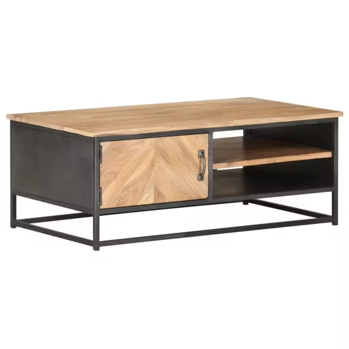 vidaXL Mesa de centro de madera maciza de acacia 90x50x35 cm - 1