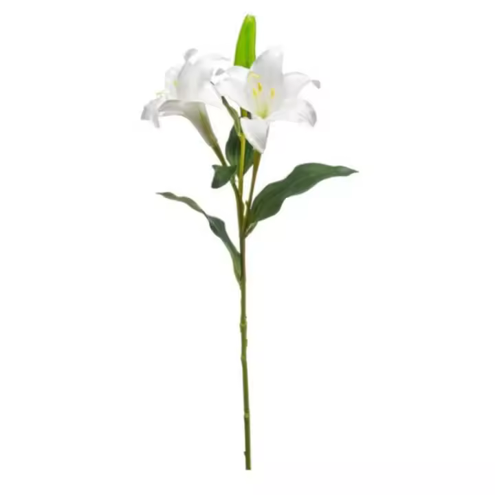 Planta Artificial Lilium Blanco Realista 77cm Decorativa Sin Mantenimiento - 1