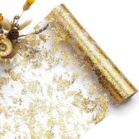 Bandera De Mesa De Fiesta De Cumpleaños Y Boda Con Reluciente Dorado Decoración De Mesa Teléfono Mesh Térmico Material Poliéster/Celulosa - details 1
