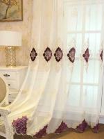 Cortina De Lujo Europea Bordada Exquisitamente Para Sala De Estar Dormitorio Cocina 1 Pieza Translúcida De Poliéster 100% - details 6