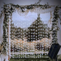 Luz De Cortina Solar 3x3M Para Exterior Cadena De Luces Faeir De Jardín Patio Pabellón Decoración De Boda Fiesta Navidad - details 5
