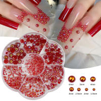 Accesorios De Uñas DIY Con Perlas AB De Resina Coloridas Y Tamaños Variados Paquete De 7 Grillas De Medio Círculo Lujo - details 6