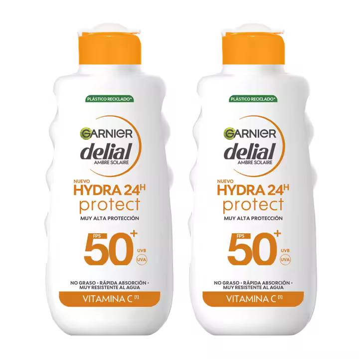 GARNIER | Delial Pack de 2 Hydra 24H Protect Leche de Alta Protección FPS50 - 2x175ML - 1