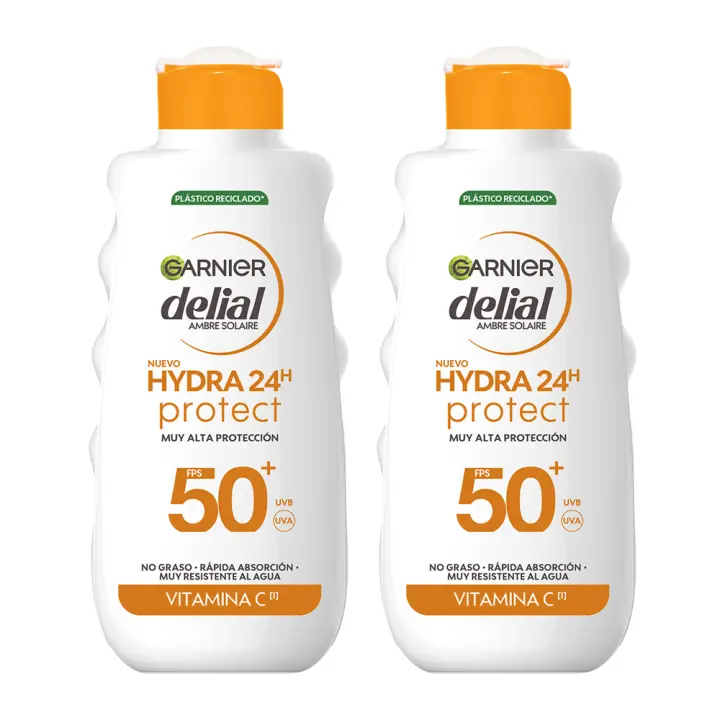 GARNIER | Delial Pack de 2 Hydra 24H Protect Leche de Alta Protección FPS50 - 2x175ML - 1