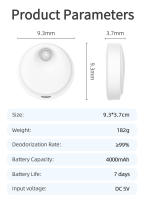 ROJECO 4000mAh Purificador De Aire Para Litter Box Inteligente Desodorante Para Gatos Y Perros Toilette Automática Herramienta De Limpieza Para Mascotas Material Plástico - details 11