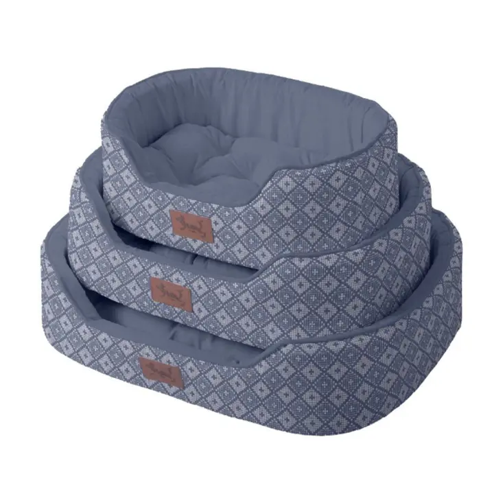 Cama ovalada con cojin reversible y extraible para mascotas, cama lavable oval antideslizante para perros y gatos, varios tamaños - 1