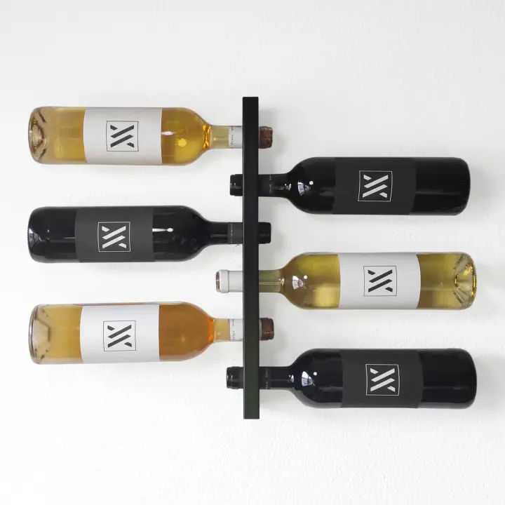 Botellero de Pared VINAK en Acero para Todo Tipo de Botellas de Vino  Diseño Moderno y Minimalista con Capacidad para 6 Botellas  Diseñado y Fabricado en España - 1