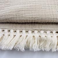 Manta de gasa de algodón de doble capa para bebé INS, manta de muselina de algodón puro, crepé, chal a prueba de viento, borla de encaje, manta para niños - details 12