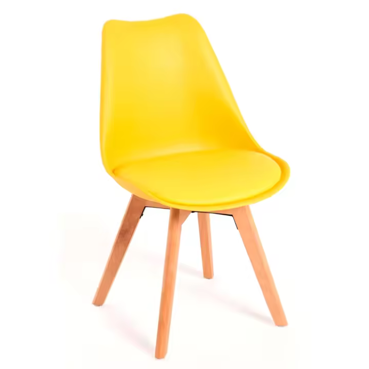 ORION91 Silla SIRIO Color Amarillo Curry Asiento Acolchado Piel Sintética y Patas Haya 54x81x48cm Comedor Oficina Salón Teletrabajo Cocina - SpazioLuzio - 1