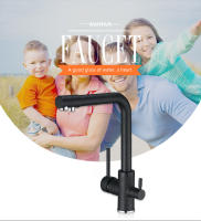 Grifo De Cocina Con Filtro Y Purificador De Agua Montado En Plataforma Giratorio 360° Doble Manillera Acero Inoxidable Moderno - details 1