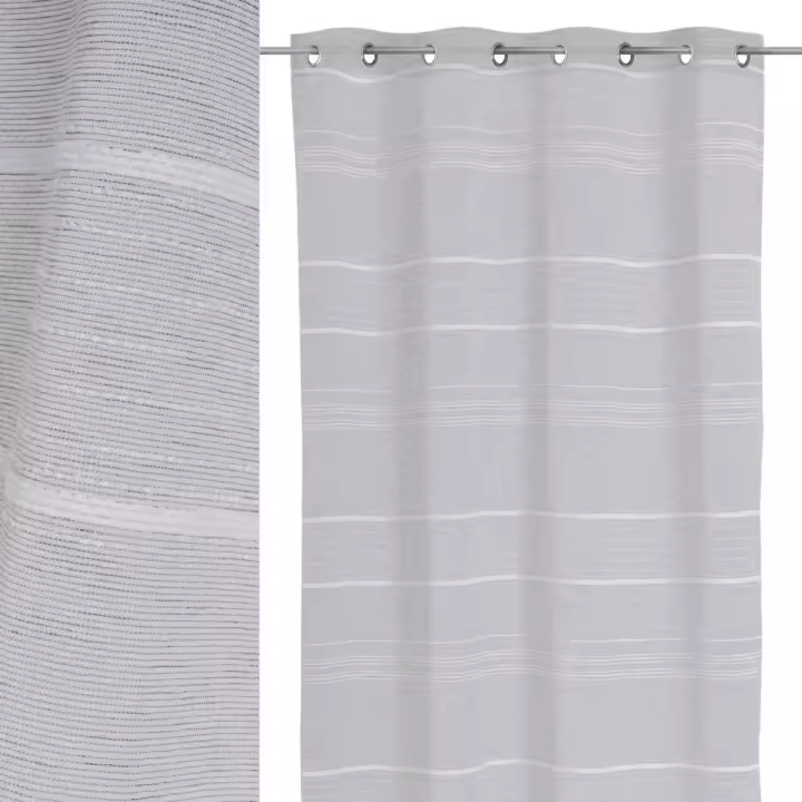 Plushome Cortina Faux Linen Opaca Natura 140 X 260 Cm,100% Poliéster. Gramaje: 250 Gr/M2. 8 Anillas Cromadas. Luz Anillas 4 Cm. - 1