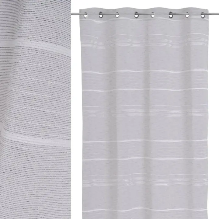 Plushome Cortina Faux Linen Opaca Natura 140 X 260 Cm,100% Poliéster. Gramaje: 250 Gr/M2. 8 Anillas Cromadas. Luz Anillas 4 Cm. - 1