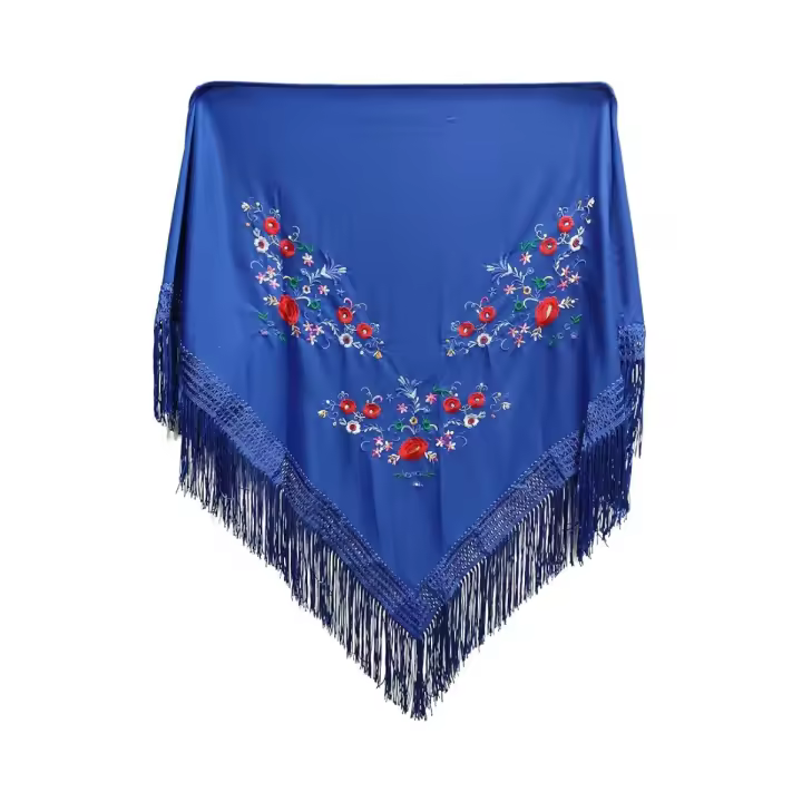 Manton Bordado en Flores Para Adulto. Mantones Flamenco Sevillana.Mantón para fiesta ,Ancho de 170cm - 1