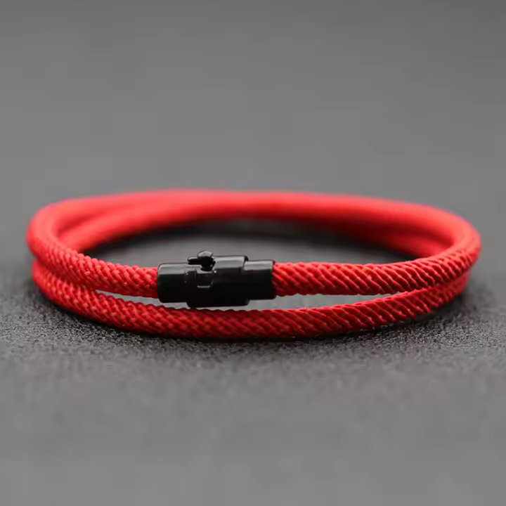 Nuevo Pulsera Minimalista Para Hombre Con Doble Capa De Cuerda Accesorio De Sobrevivencia Con Hebilla Magnética Regalo Para Novio - 1