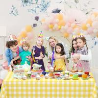 6 Pack Light Yellow Gingham Rectangular Plastic Tablecloths, Yellow and White Checkered Disposable Table Covers 54" x 108" for Birthday, Wedding, Bridal Shower, Outdoor Picnic Camping Parties - details 0