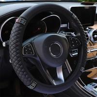 Cubierta De Volante De Coche En Cuero PU Con Diamantes Artificiales Tamaño 14.57-14.96 Pulgadas Nueva Cubierta De Volante - details 0