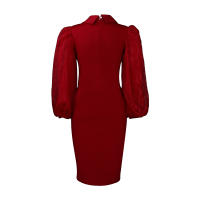 Vestido Elegante Para Oficina Para Mujer Profesional Con Cuello En V Y Diamantes Ajustado Silueta De Saco Midi Formal Vestido De Trabajo - details 36