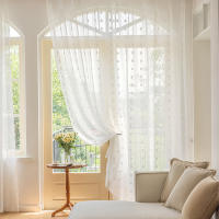 Cortinas Blancas Voile Transparentes Para Sala De Estar Con Borlas Rod Pocket Decoración De Boda Y Fiesta Valsan Puerta Panel De Malla - details 9