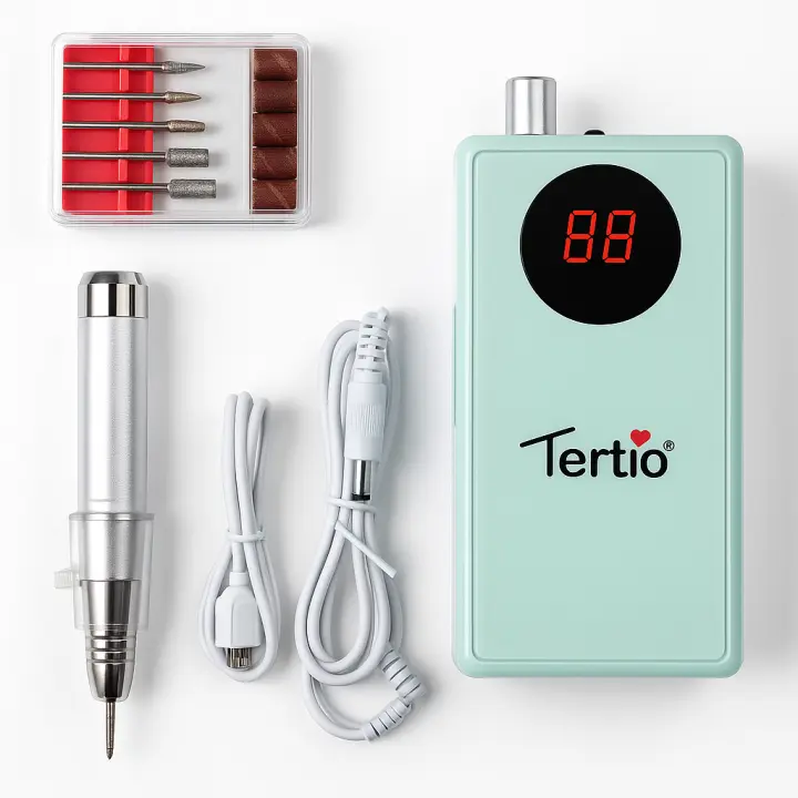Tertio Torno Eléctrico Profesional para Uñas – Portátil e Inalámbrico, 30000RPM, 30W, Bajo Ruido y Vibración, para Manicura y Pedicura – Modelo TP299 - 1