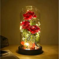 Kit de Rosas de La Bella y la Bestia - Rosa Eterna con Cúpula de Cristal con Luz LED, Regalo Perfecto para Cumpleaños, Aniversarios y Bodas - details 2