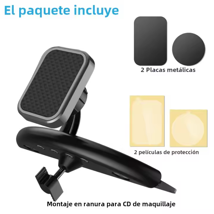 Soporte De Teléfono Móvil Para Coche Con Magnets Potentes Instalación En Ranura De CD Soporte De Navegación Satelital GPS Negro - 1