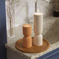 Molde De Vela De Columna Con Rayas En Silicona Para DIY Grande Molde De Cera De Columna Ribbed Conico Geométrico - details 0