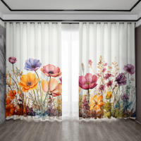 2PC Cortinas Para Decoración De Hogar Con Funda Floral Y Bolsillo Para Cepillo Para Cocina Café Sala De Estar Balcón Jardín Modernas De Poliéster - details 4