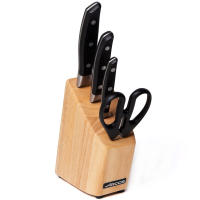ARCOS Manhattan - Set de Cuchillos (3 Cuchillos + 1 Tijeras) - Acero Inoxidable Forjado Nitrum® - Mango POM - Taco de Madera - details 1